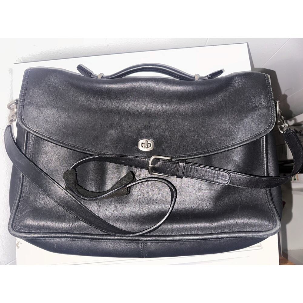 Vintage Coach Black unisex Briefcase ,Adjustable Strap Turn Lock Buckle